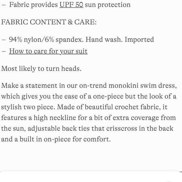 Land's End Crochet Monokini One Piece Swim Dress Swimsuit Black White Various - Picture 9 of 9